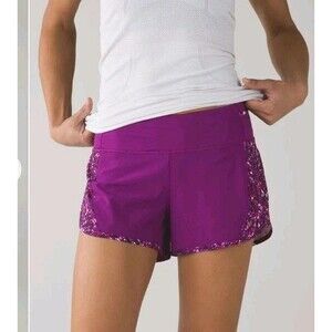 Lululemon Real Quick Short Regal Plum Paradise Camo Multi Size 8 Running Shorts